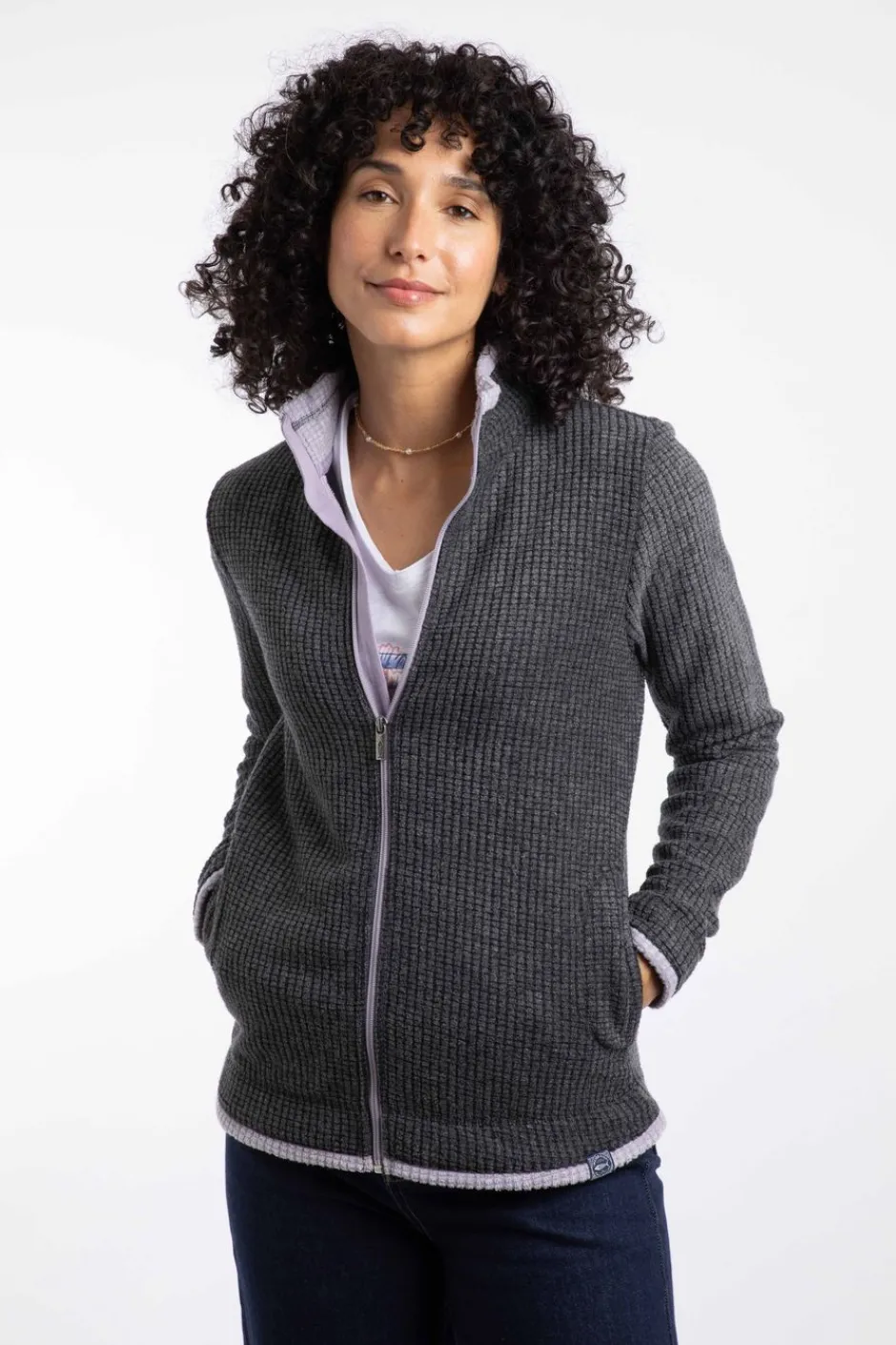 Weird Fish Fleece|Ariana Eco Full Zip Grid Fleece Washed Black