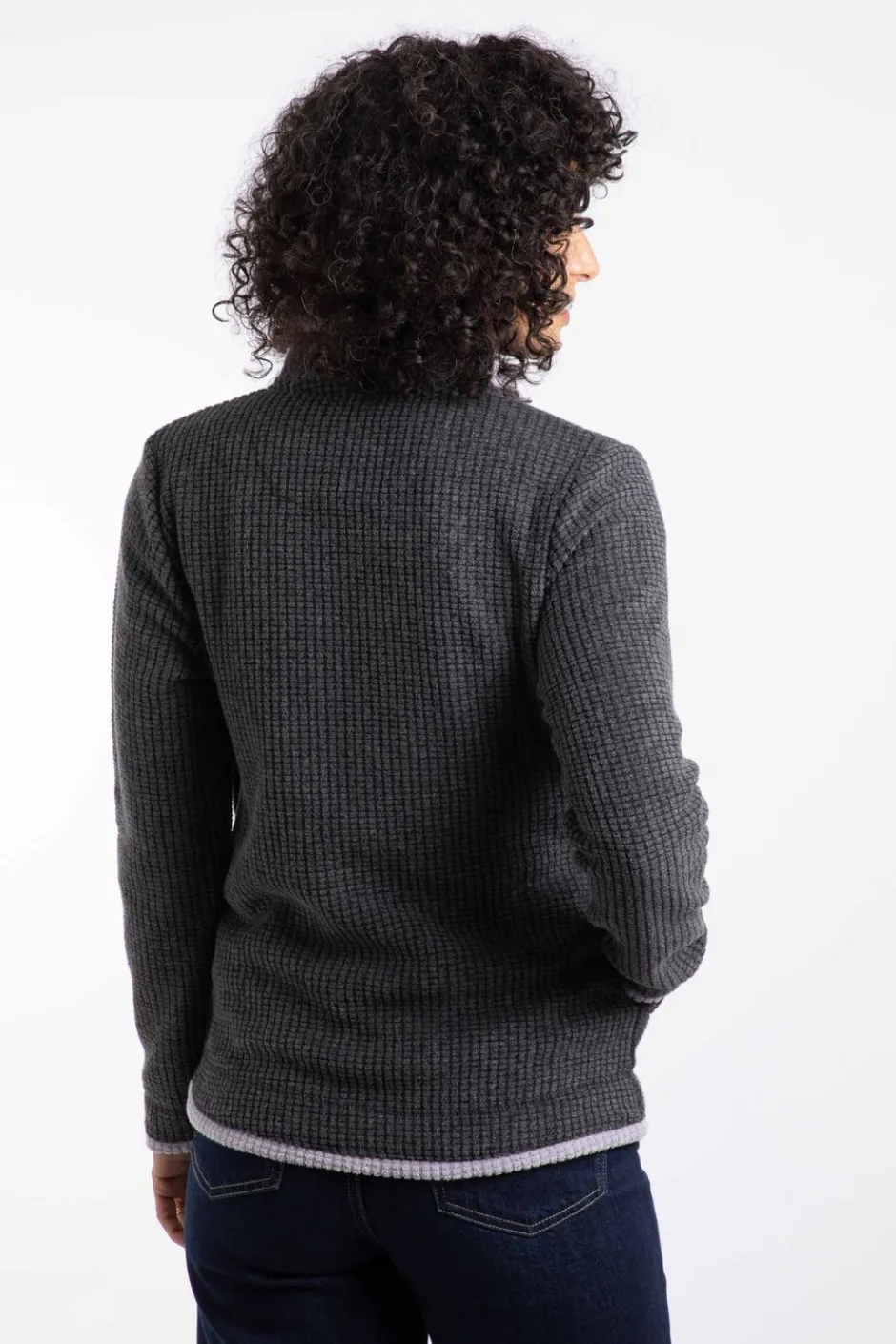 Weird Fish Fleece|Ariana Eco Full Zip Grid Fleece Washed Black