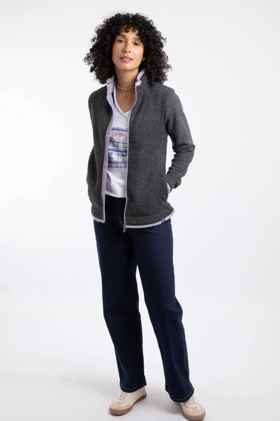 Weird Fish Fleece|Ariana Eco Full Zip Grid Fleece Washed Black