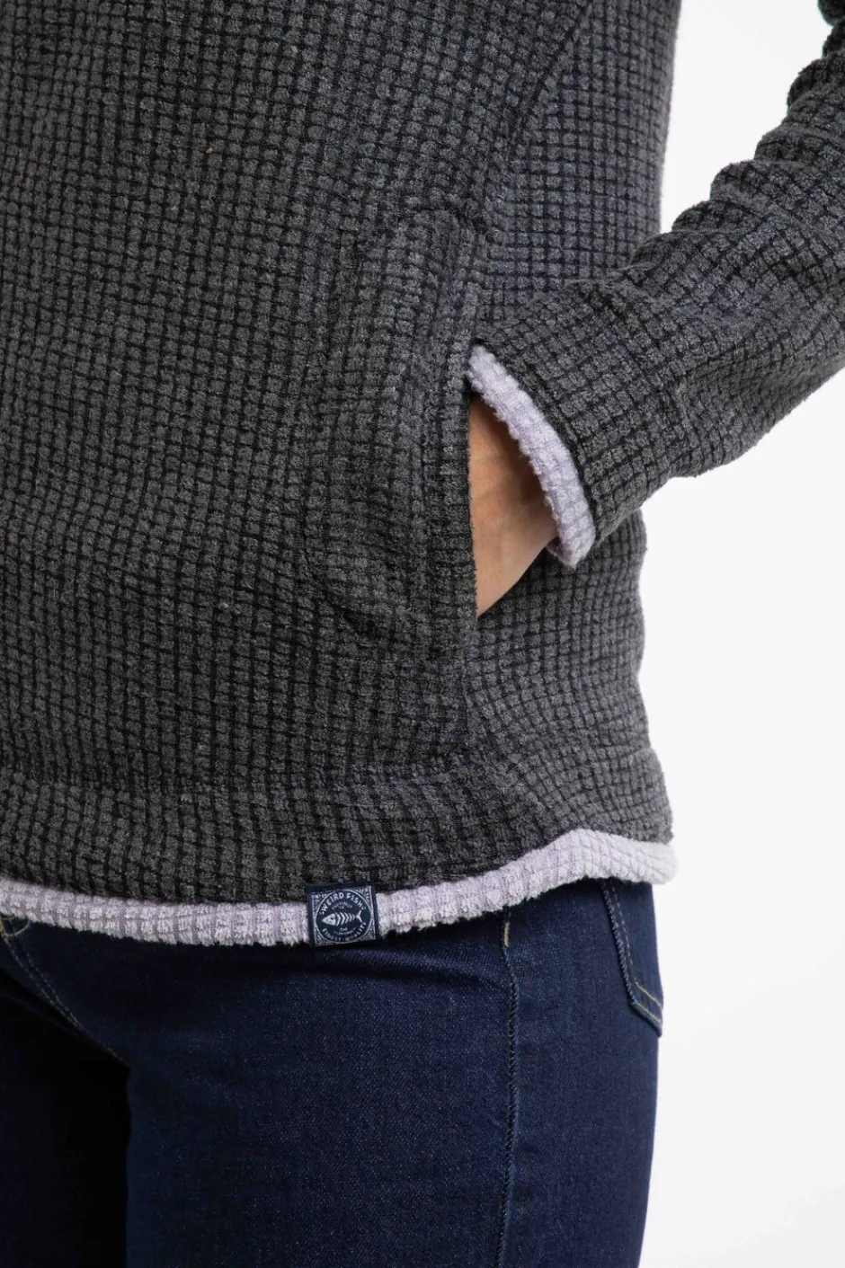 Weird Fish Fleece|Ariana Eco Full Zip Grid Fleece Washed Black