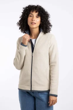 Weird Fish Fleece|Ariana Eco Full Zip Grid Fleece Ecru