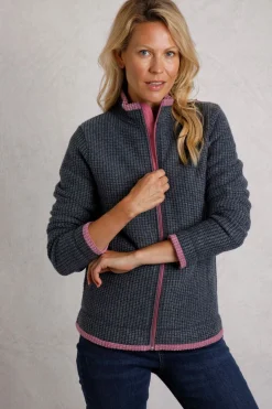 Weird Fish Fleece|Ariana Eco Full Zip Grid Fleece Navy