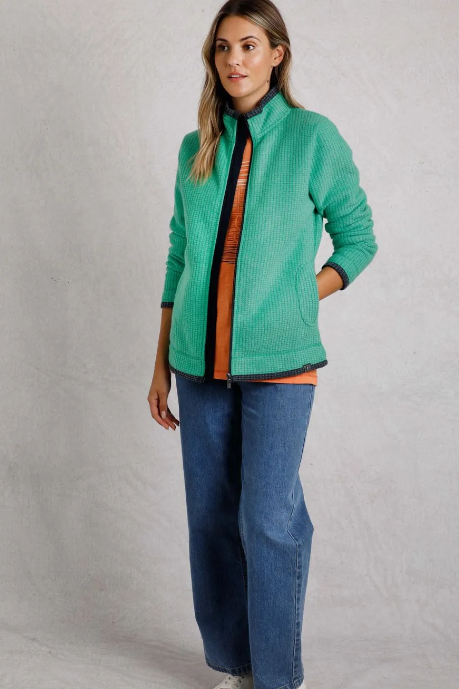 Weird Fish Fleece|Ariana Eco Full Zip Grid Fleece Grass Green