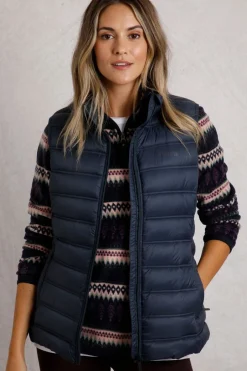 Weird Fish Coats, Jackets And Gilets|Atissa Lightweight Padded Gilet Navy