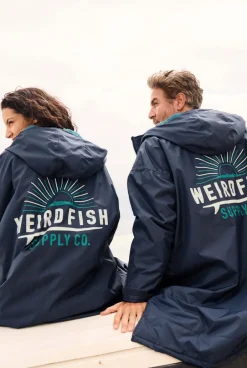 Weird Fish Coats, Jackets And Gilets|Swimshorts & Changing Robes|Atlantic Unisex Waterproof Changing Robe Blue Surf
