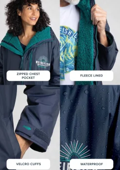 Weird Fish Coats, Jackets And Gilets|Swimshorts & Changing Robes|Atlantic Unisex Waterproof Changing Robe Blue Surf