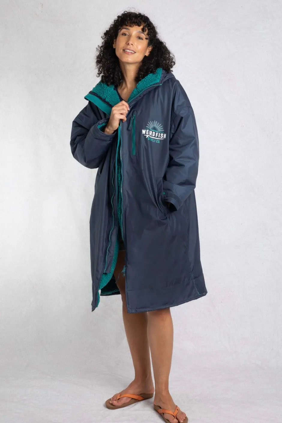 Weird Fish Coats, Jackets And Gilets|Swimshorts & Changing Robes|Atlantic Unisex Waterproof Changing Robe Blue Surf