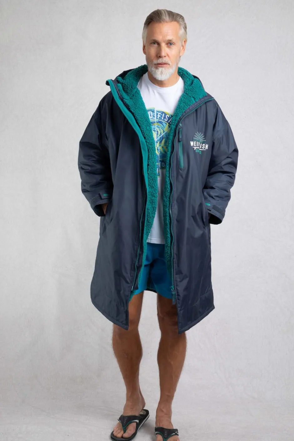 Weird Fish Coats, Jackets And Gilets|Swimshorts & Changing Robes|Atlantic Unisex Waterproof Changing Robe Blue Surf