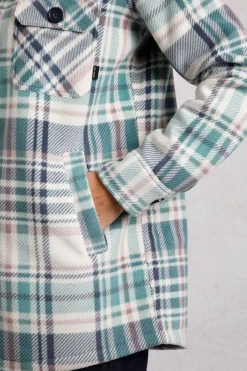 Weird Fish Shirts|Coats, Jackets And Gilets|Autumn Oversized Check Fleece Shacket Dark Jade