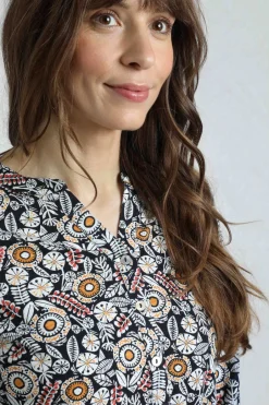 Weird Fish Tunics|Tops & T-Shirts|Ava Organic Cotton Printed Slub Tunic Navy