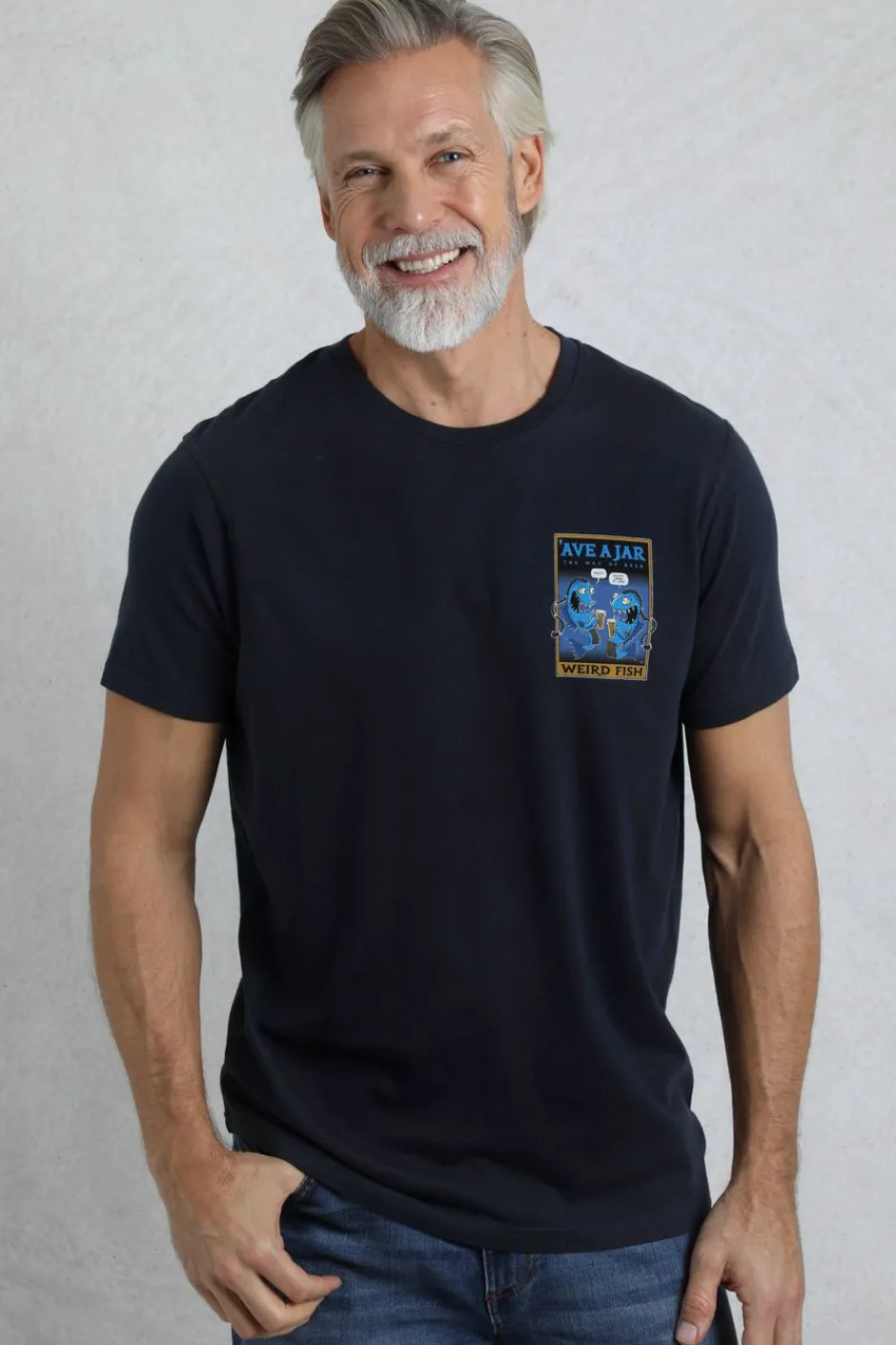 Weird Fish T-Shirts|Ave A Jar Back Print Artist T-Shirt Navy