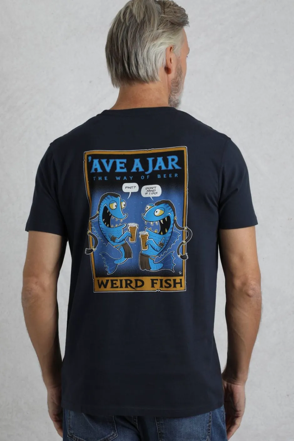 Weird Fish T-Shirts|Ave A Jar Back Print Artist T-Shirt Navy