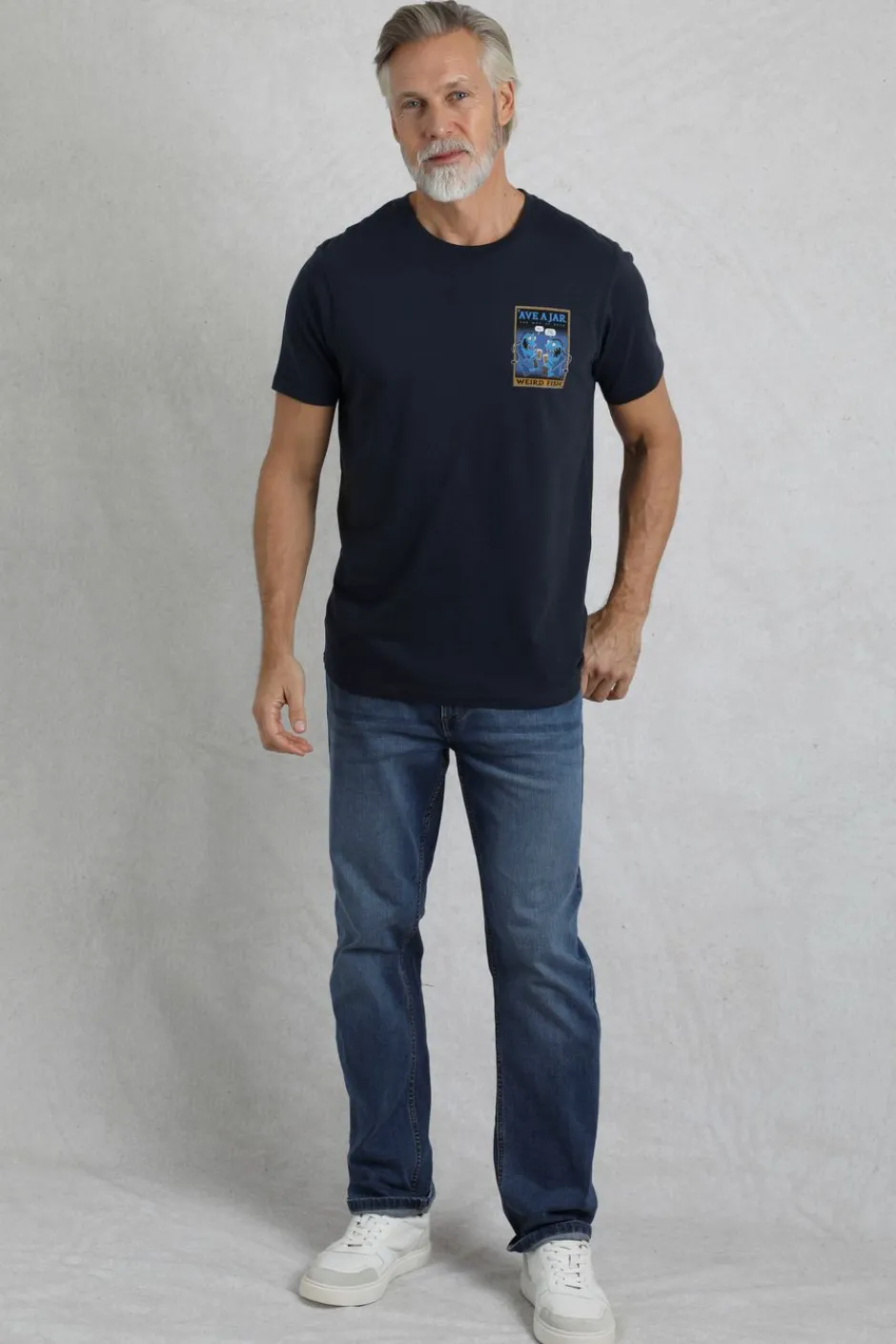 Weird Fish T-Shirts|Ave A Jar Back Print Artist T-Shirt Navy