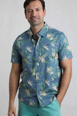 Weird Fish Shirts|Avondale Short Sleeve Printed Shirt Blue Mirage