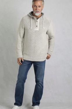 Weird Fish Sweatshirts & Hoodies|Bakersfield Button Neck Eco Macaroni Hoodie Ecru