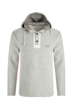 Weird Fish Sweatshirts & Hoodies|Bakersfield Button Neck Eco Macaroni Hoodie Ecru