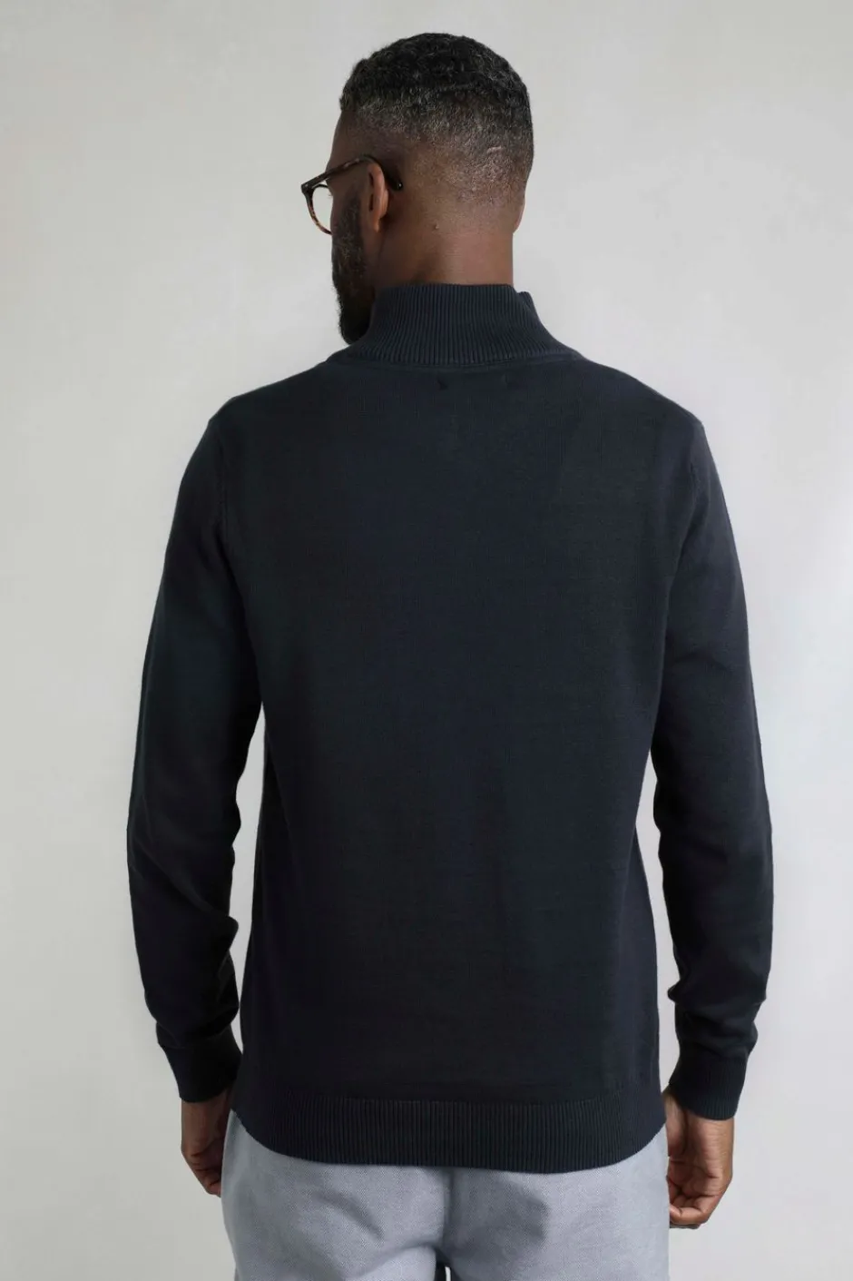 Weird Fish Jumpers & Knitwear|Baxter Fine Knit 1/4 Zip Jumper Navy