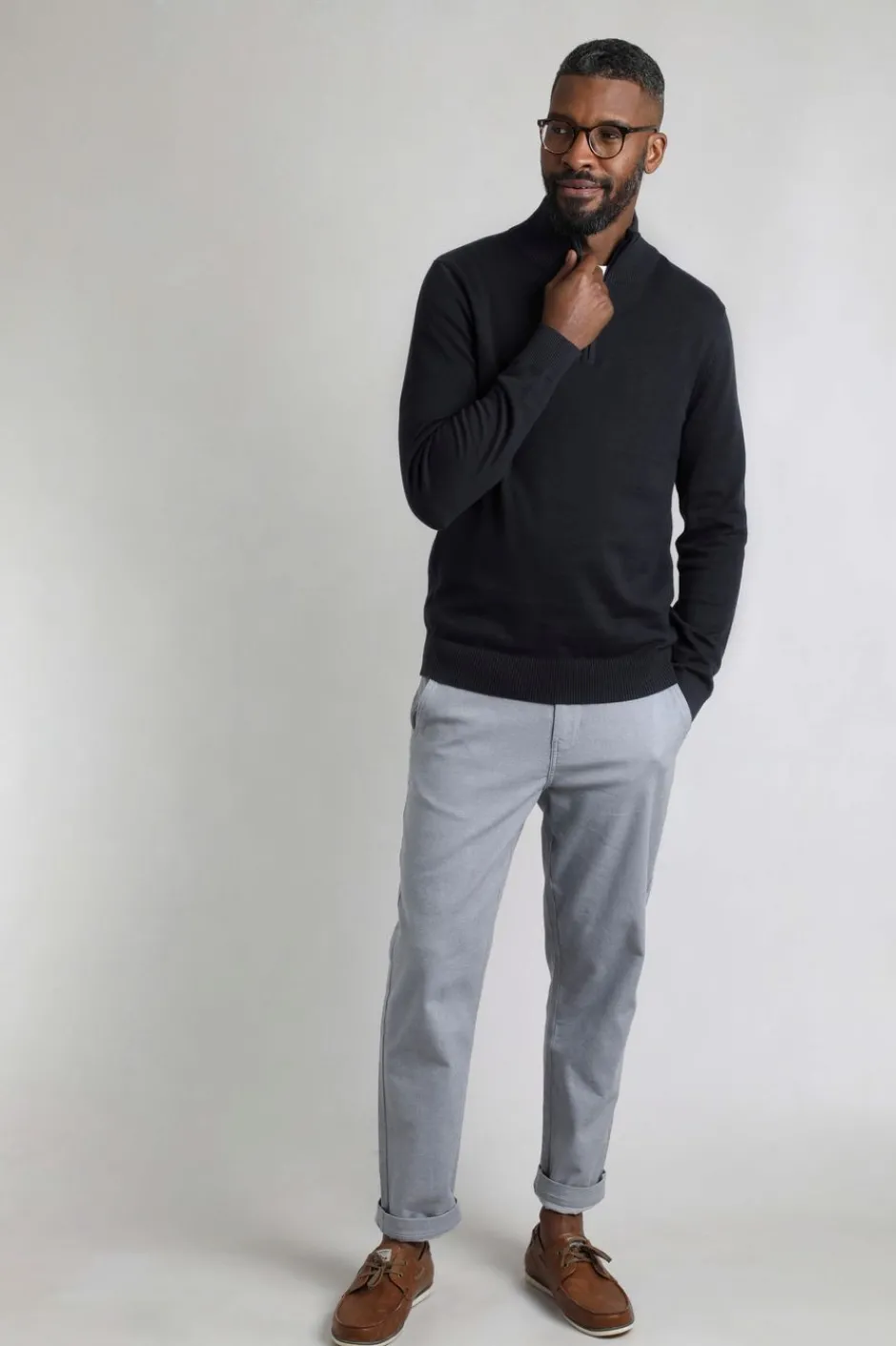 Weird Fish Jumpers & Knitwear|Baxter Fine Knit 1/4 Zip Jumper Navy