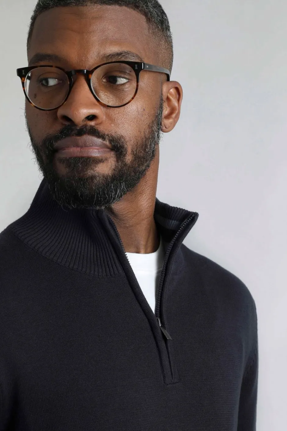Weird Fish Jumpers & Knitwear|Baxter Fine Knit 1/4 Zip Jumper Navy