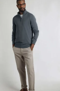 Weird Fish Jumpers & Knitwear|Baxter Fine Knit 1/4 Zip Jumper Blue Mirage