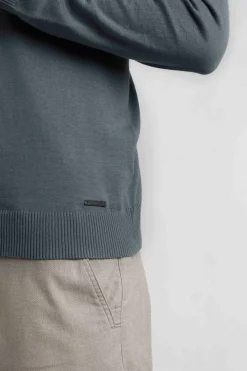 Weird Fish Jumpers & Knitwear|Baxter Fine Knit 1/4 Zip Jumper Blue Mirage