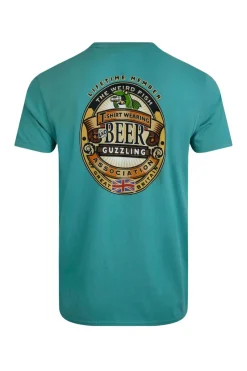 Weird Fish T-Shirts|Beer Guzzling Back Print Artist T-Shirt Viridis
