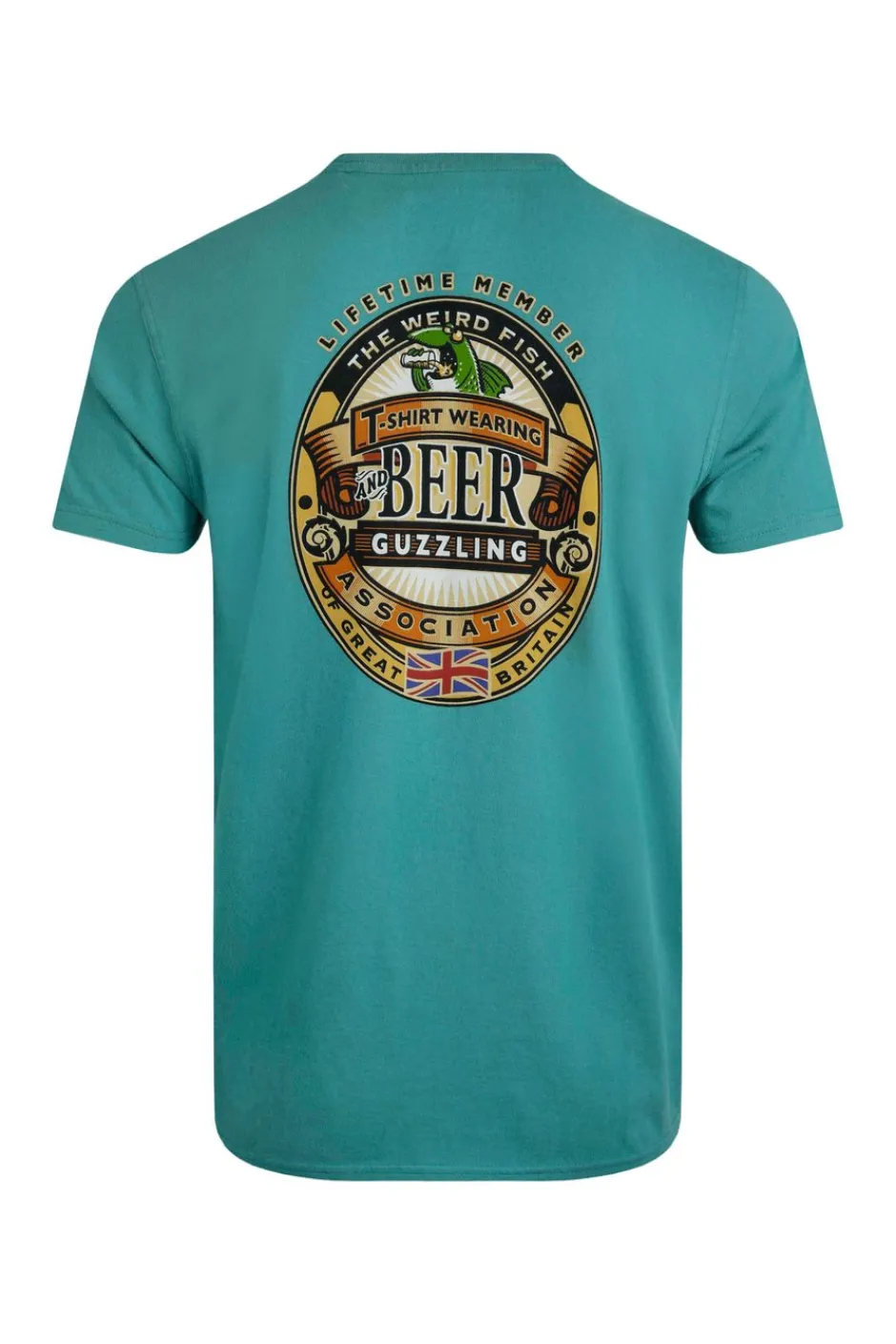 Weird Fish T-Shirts|Beer Guzzling Back Print Artist T-Shirt Viridis