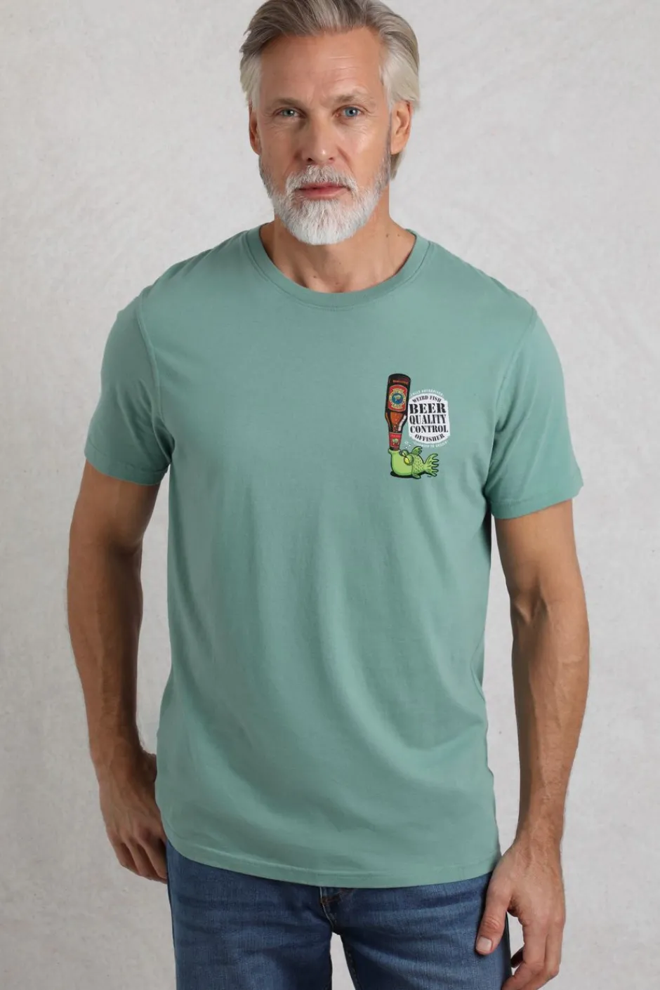 Weird Fish T-Shirts|Beer Offisher Back Print Artist T-Shirt Mineral Blue