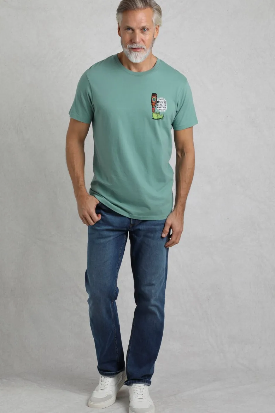 Weird Fish T-Shirts|Beer Offisher Back Print Artist T-Shirt Mineral Blue