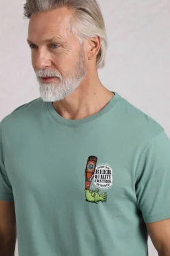 Weird Fish T-Shirts|Beer Offisher Back Print Artist T-Shirt Mineral Blue