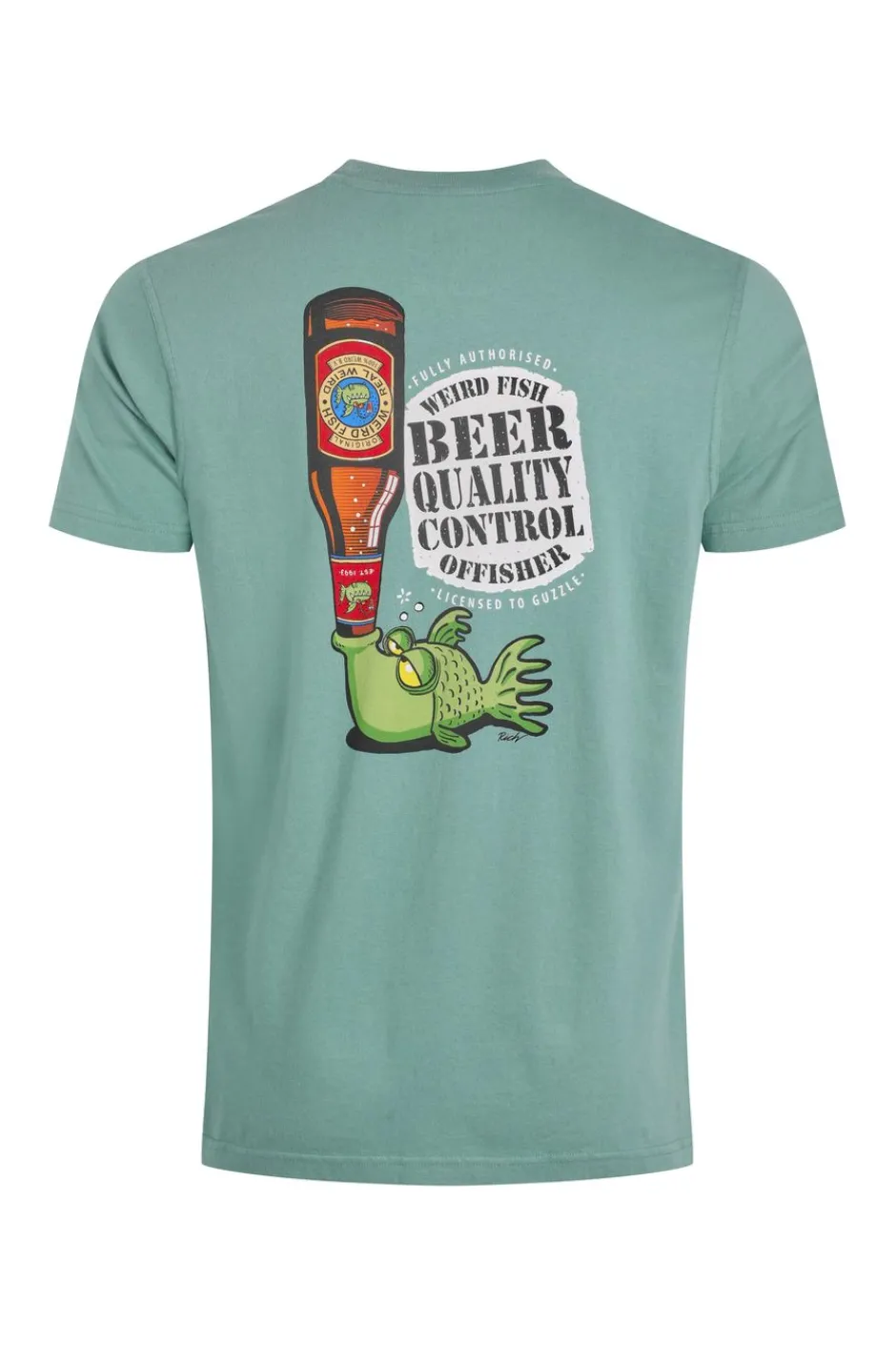 Weird Fish T-Shirts|Beer Offisher Back Print Artist T-Shirt Mineral Blue
