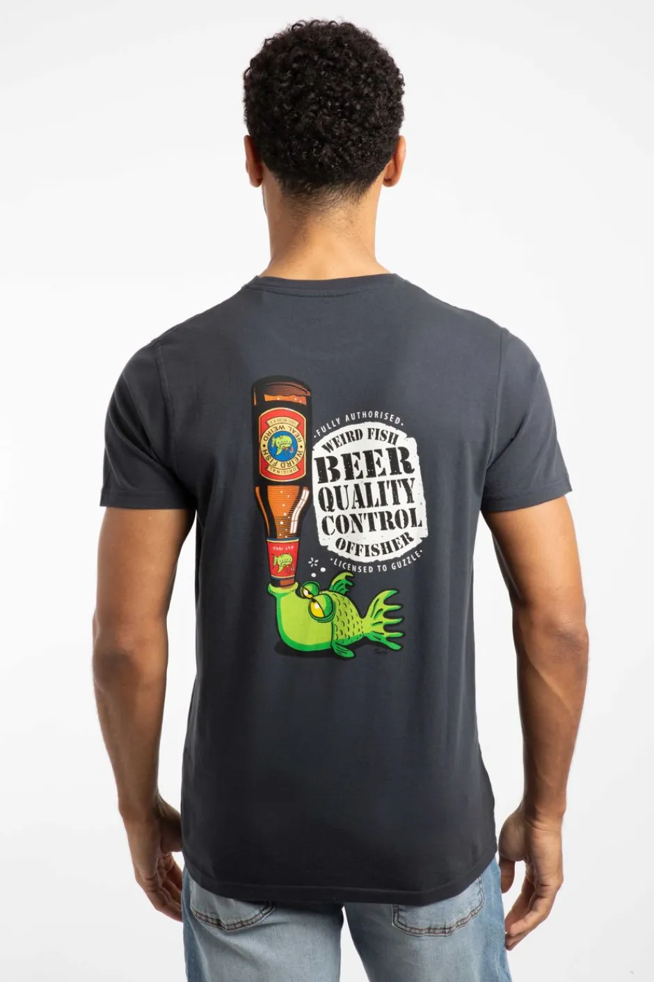 Weird Fish T-Shirts|Beer Offisher Back Print Artist T-Shirt Navy