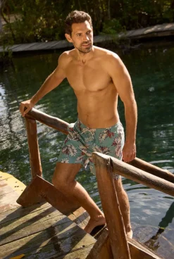 Weird Fish Shorts|Belukha Printed Swim Shorts Mineral Blue