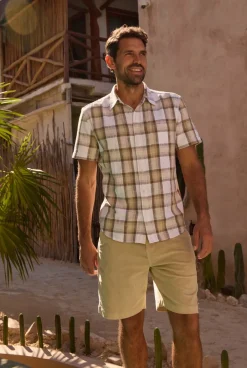 Weird Fish Shirts|Benjamin Textured Check Shirt Stone