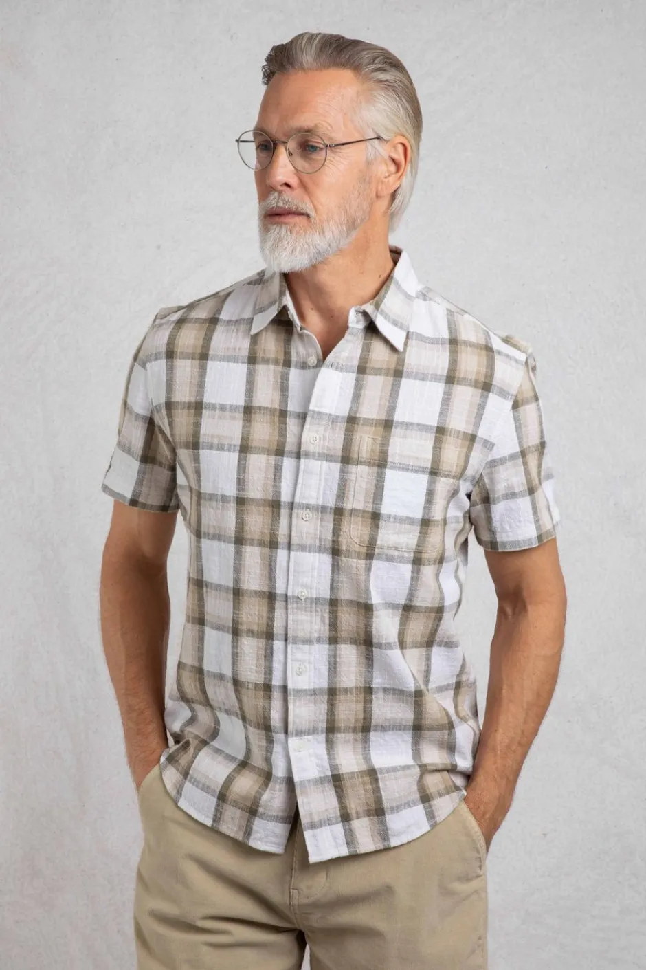 Weird Fish Shirts|Benjamin Textured Check Shirt Stone