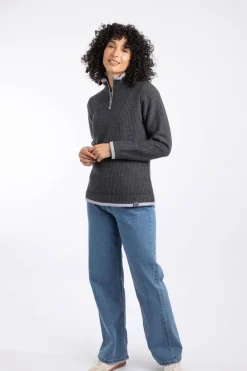 Weird Fish Fleece|Beye Eco 1/4 Zip Grid Fleece Washed Black