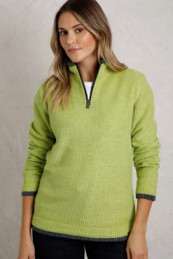 Weird Fish Fleece|Beye Eco 1/4 Zip Grid Fleece Tarragon