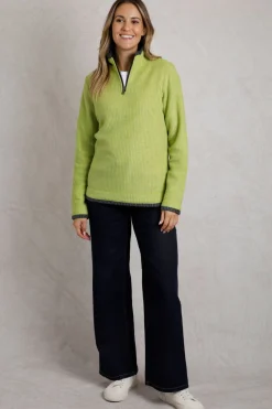 Weird Fish Fleece|Beye Eco 1/4 Zip Grid Fleece Tarragon