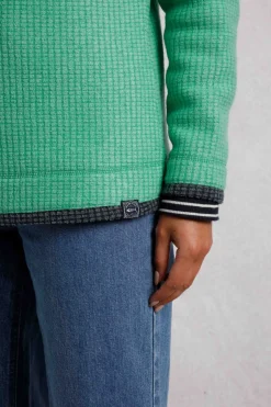 Weird Fish Fleece|Beye Eco 1/4 Zip Grid Fleece Grass Green