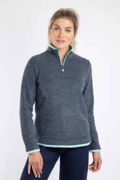 Weird Fish Fleece|Beye Eco 1/4 Zip Grid Fleece Rich Navy