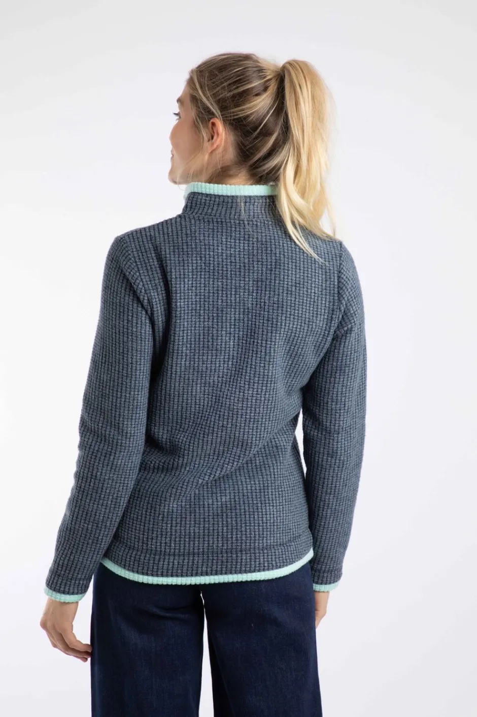 Weird Fish Fleece|Beye Eco 1/4 Zip Grid Fleece Rich Navy
