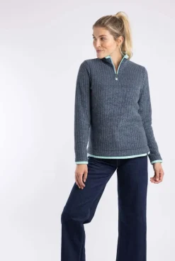 Weird Fish Fleece|Beye Eco 1/4 Zip Grid Fleece Rich Navy