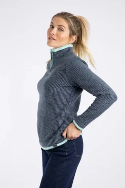 Weird Fish Fleece|Beye Eco 1/4 Zip Grid Fleece Rich Navy