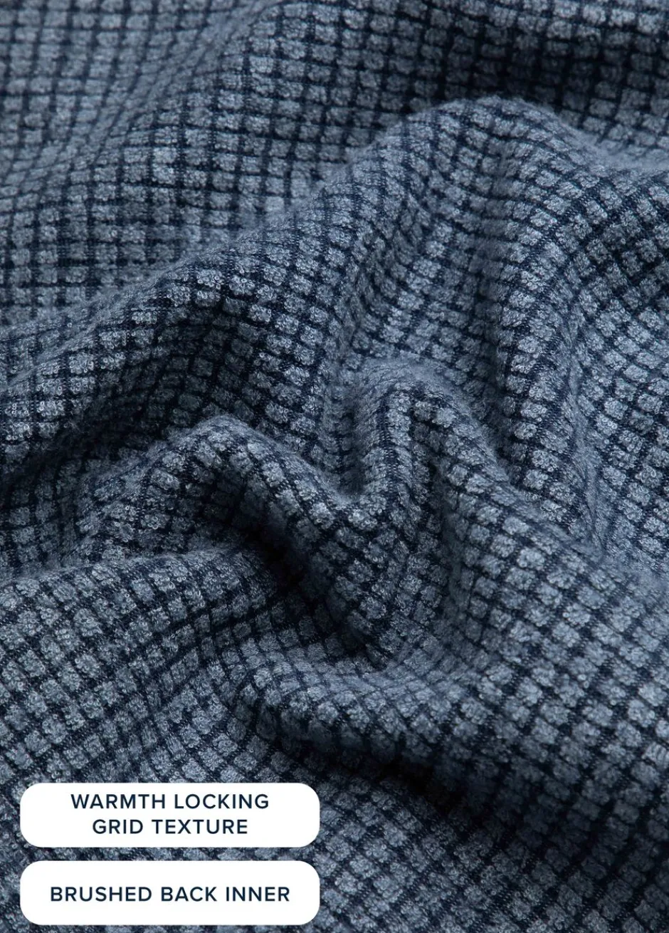 Weird Fish Fleece|Beye Eco 1/4 Zip Grid Fleece Rich Navy