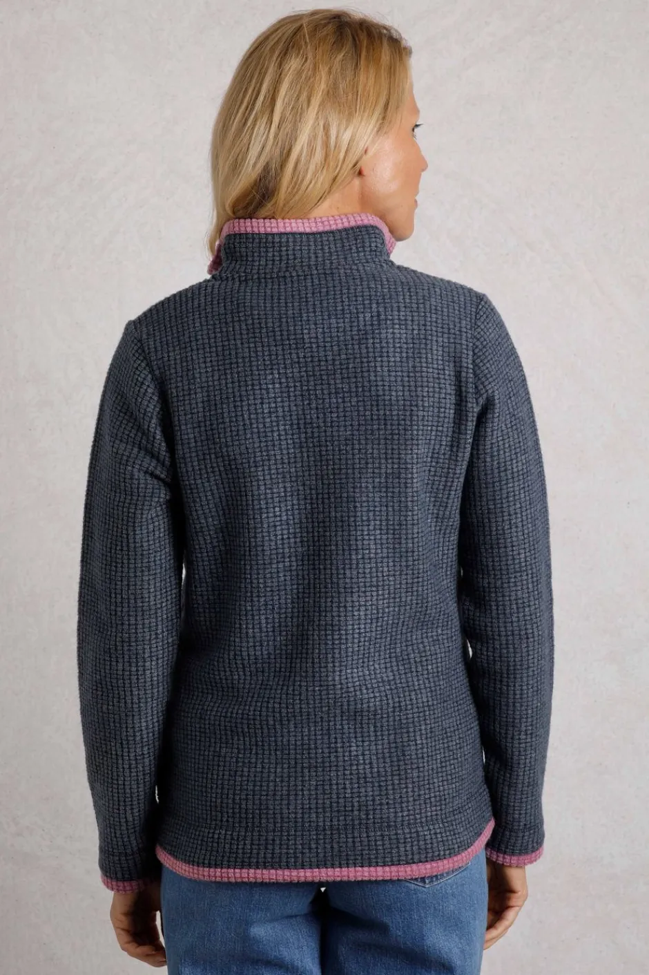 Weird Fish Fleece|Beye Eco 1/4 Zip Grid Fleece Navy