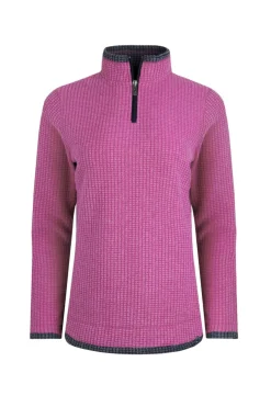 Weird Fish Fleece|Beye Eco 1/4 Zip Grid Fleece Dark Raspberry