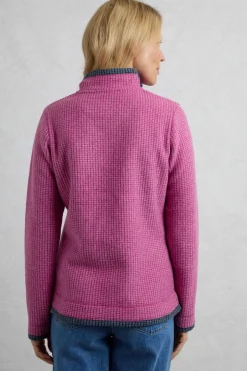 Weird Fish Fleece|Beye Eco 1/4 Zip Grid Fleece Dark Raspberry