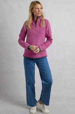 Weird Fish Fleece|Beye Eco 1/4 Zip Grid Fleece Dark Raspberry