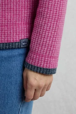 Weird Fish Fleece|Beye Eco 1/4 Zip Grid Fleece Dark Raspberry