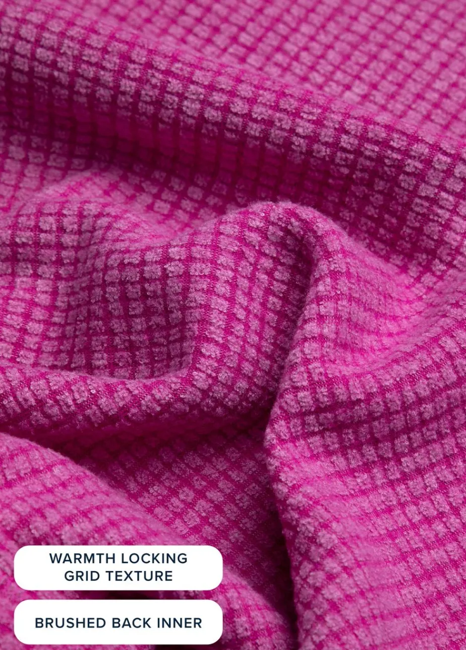 Weird Fish Fleece|Beye Eco 1/4 Zip Grid Fleece Dark Raspberry